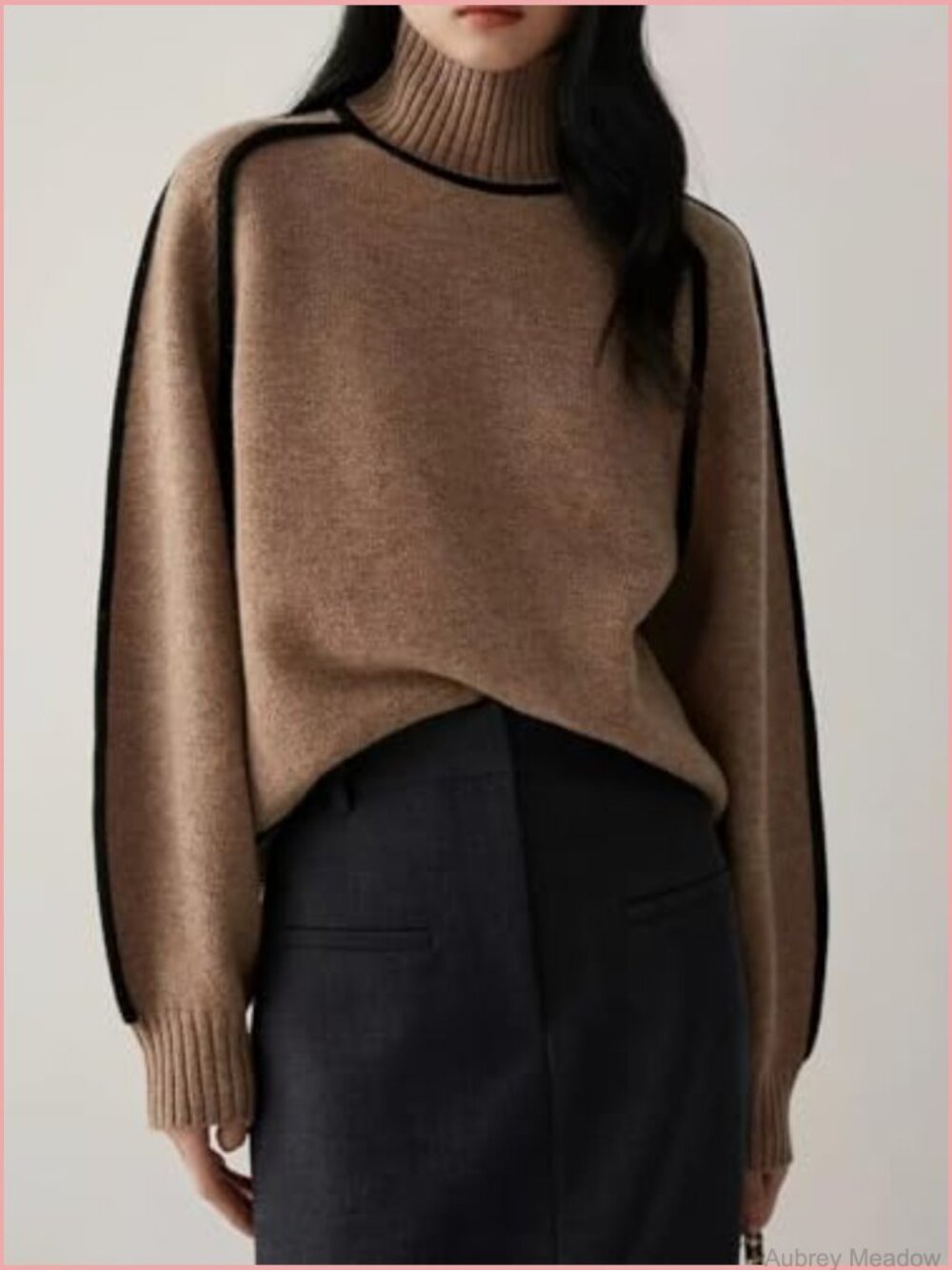 Oversized Chunky Mock Neck Turtleneck Sweater Pullover - Picture 4 of 6